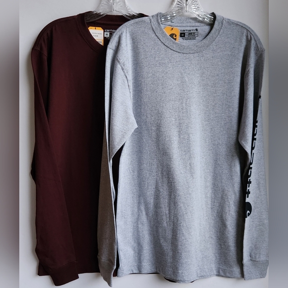 Carhartt Heavyweight Loose Fit Long Sleeve Men's T-shirts Gray, Burgundy XS NEW - Picture 1 of 15